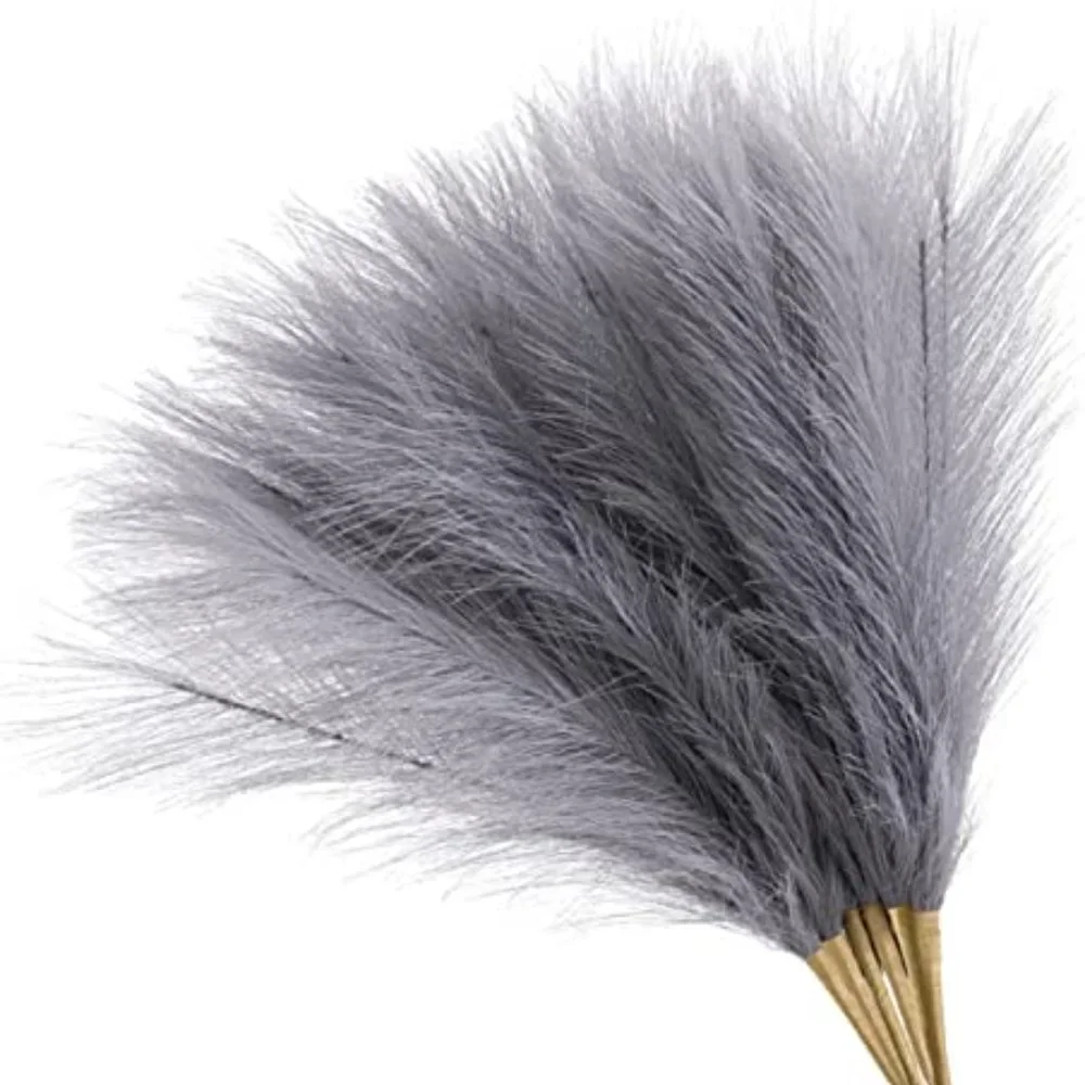 Grey Faux Pampas Grass Home Decor 17 inches - Picture 3 of 3